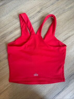 ALO Yoga Red Crop Tank with Supportive Straps